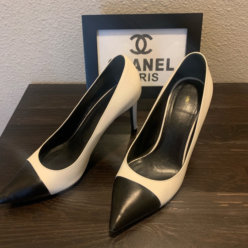 St Laurent cap toe heels